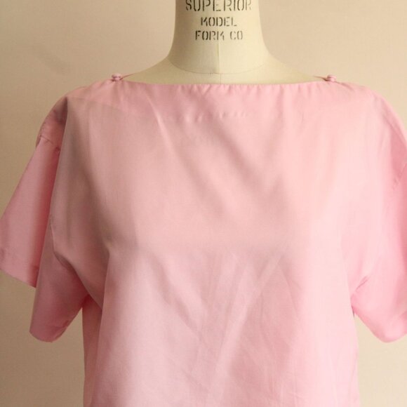 Vintage 1990s Blouse, Pink Shirt with Buttons at Shoulder, Grandma Core - Picture 3 of 10